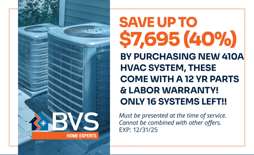 Air conditioning units on a residential rooftop with BVS Home Experts HVAC services for energy-efficient heating and cooling solutions.