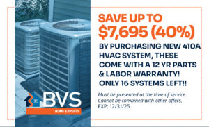 Air conditioning units on a residential rooftop with BVS Home Experts HVAC services for energy-efficient heating and cooling solutions.