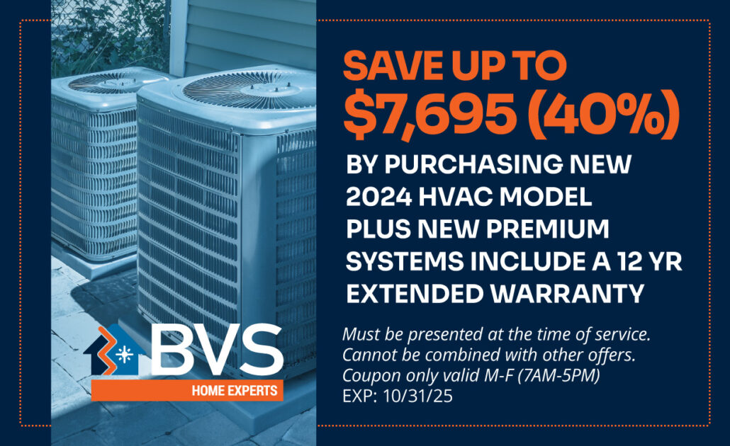 High-efficiency HVAC system with a budget-friendly promotional offer from BVS Home Experts.